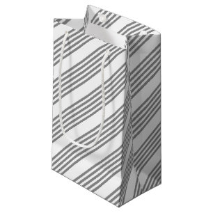 Grey and white five stripes pattern small gift bag