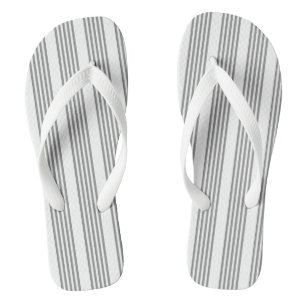 Grey and white five stripes pattern thongs