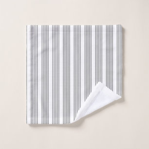 Grey and white five stripes pattern wash cloth