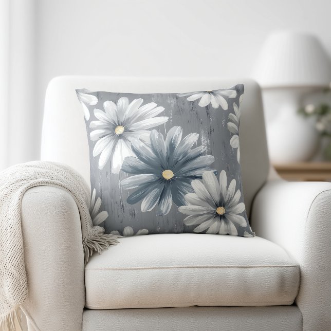 Grey and White Floral Cushion (Creator Uploaded)