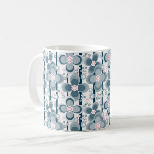 Grey and white floral pattern  gray coffee mug