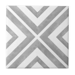 Grey and White Geometric Ceramic Tile