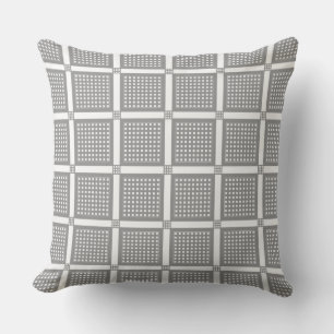 Grey and white geometric checkered pattern cushion
