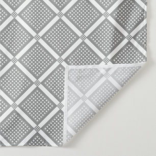 Grey and white geometric checkered pattern tapestry