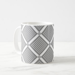 Grey and white geometric chequered pattern coffee mug