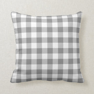 Grey And White Gingham Check Pattern Cushion