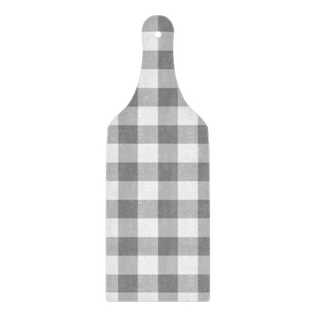 Grey And White Gingham Check Pattern Cutting Board (Front)