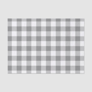 Grey And White Gingham Check Pattern Tissue Paper