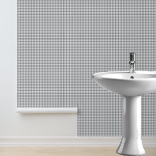 Grey and White Gingham checks Plaid Wallpaper