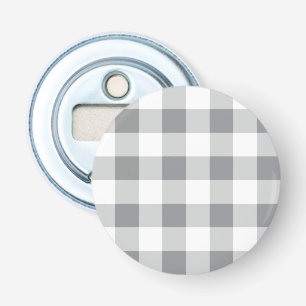 Grey And White Gingham Pattern Bottle Opener