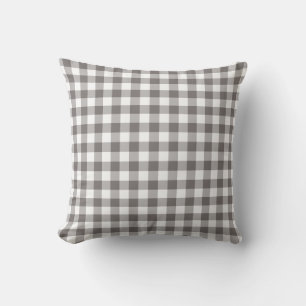 Grey and White Gingham Pattern Chequered Cushion