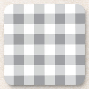 Grey And White Gingham Pattern Coaster