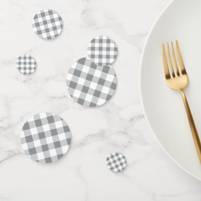 Grey And White Gingham Pattern Confetti (Group)