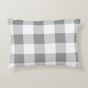Grey And White Gingham Pattern Decorative Cushion