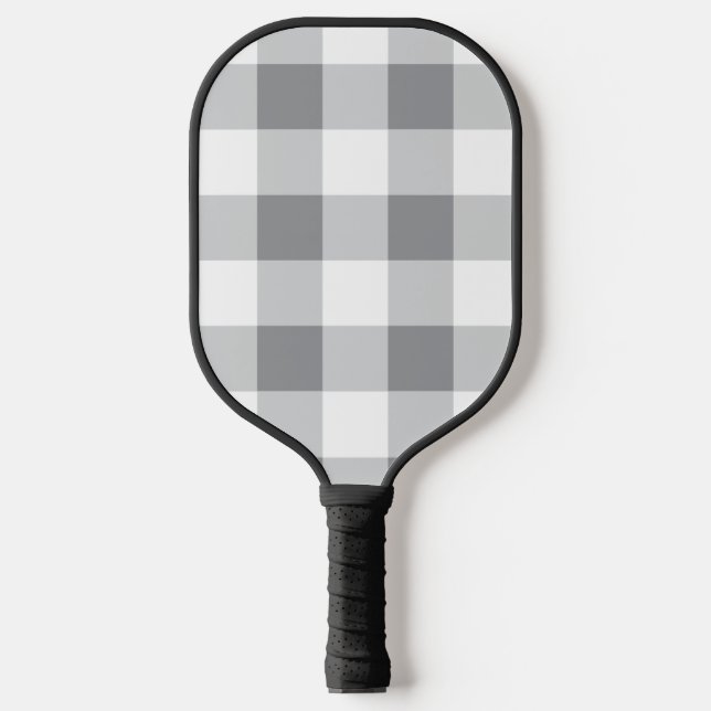 Grey And White Gingham Pattern Pickleball Paddle (Front)