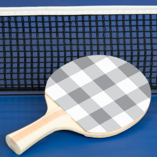 Grey And White Gingham Pattern Ping Pong Paddle
