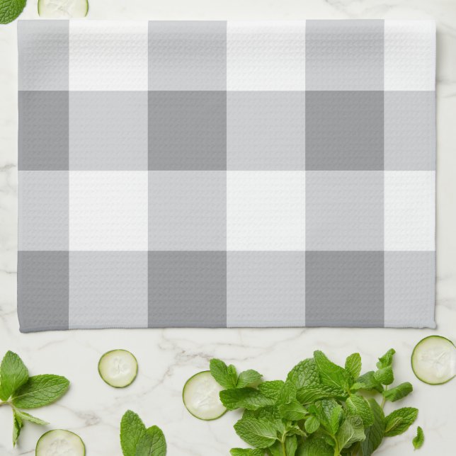 Grey And White Gingham Pattern Tea Towel (Folded)