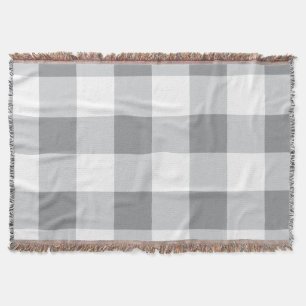 Grey And White Gingham Pattern Throw Blanket
