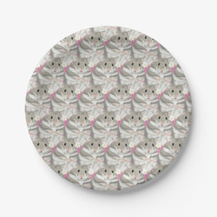 Grey and white Hamster Pattern Paper Plate