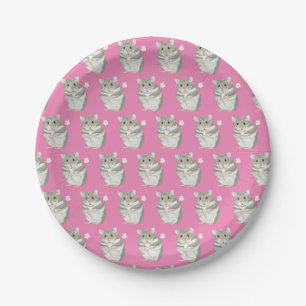 Grey and white Hamster Pattern Paper Plate