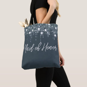 Grey and White Hanging Lights Bride Tote Bag