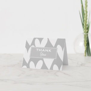 Grey and White Hearts Thank You Card