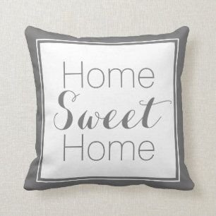 Grey and White Home Sweet Home Reversible Cushion