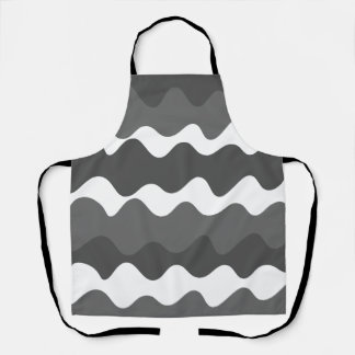 Grey and white horizontal waves pattern apron