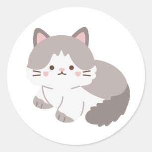 Grey and White Kitten Cute Cat Lover Sticker