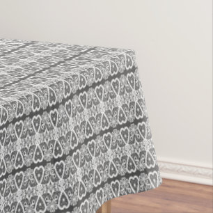 Grey and white lace pattern tablecloth