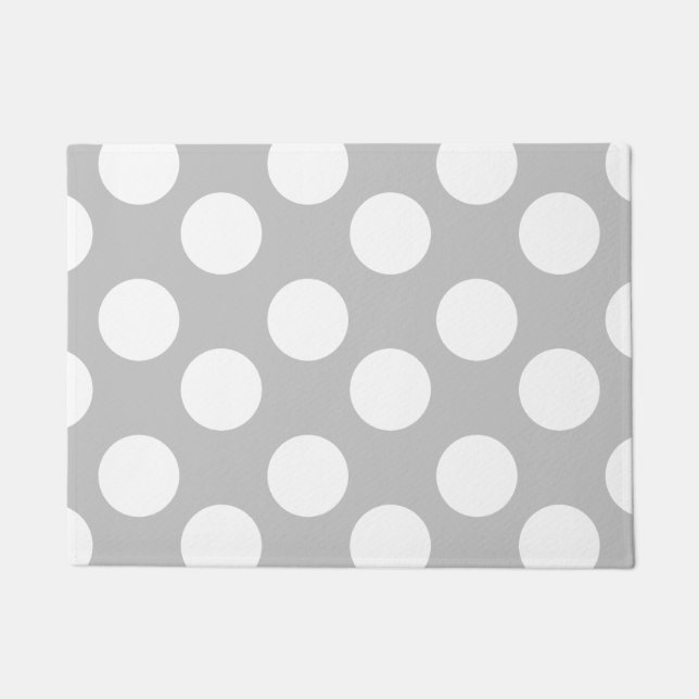 Grey and White Large Polka Dot Doormat (Front)