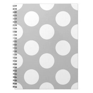 Grey and White Large Polka Dot Notebook