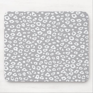 Grey and White Leopard Print Mouse Pad