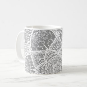Grey and White Mandala - Loergann in Stone Coffee Mug