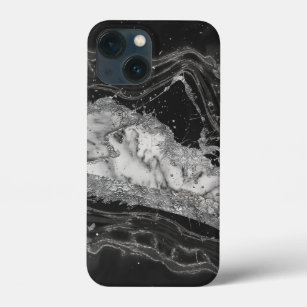 Grey and white marble and silver abstract iPhone 13 mini case