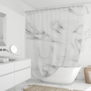 Grey and White Marble Geode Shower Curtain