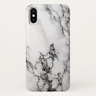 Grey And White Marble Stone Black Crack iPhone X Case