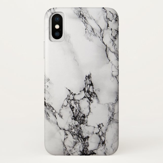 Grey And White Marble Stone Black Crack Case-Mate iPhone Case (Back)