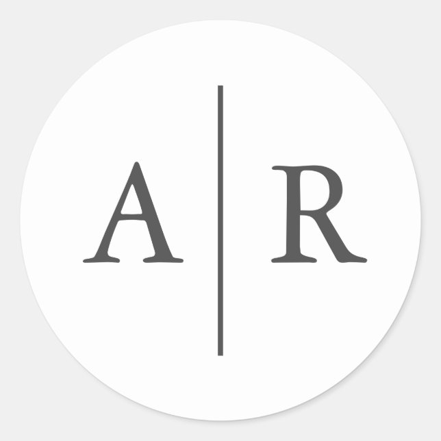  Grey and White Minimalist Elegant Envelope Seal,  Classic Round Sticker (Front)