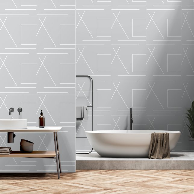 Grey And White Modern Chic Minimalist Wallpaper (Bathroom)