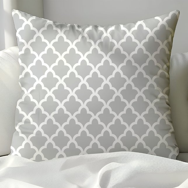 Grey and White Moroccan Pattern Throw Pillows (Creator Uploaded)