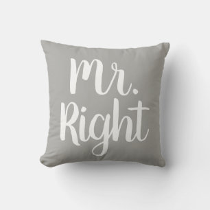 Grey and White Mr. Right Husband/Boyfriend Cushion