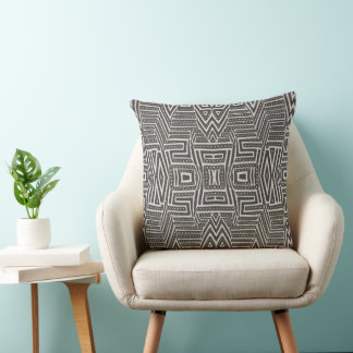 grey and white Mud Cloth Pattern Cushion