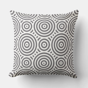 Grey And White Nested Circular Pattern Cushion