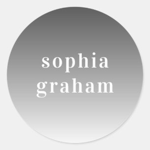 Grey and White Ombre Classic Round Sticker