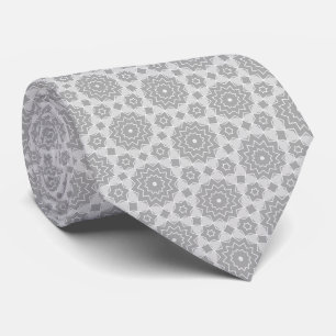 Grey and White Pattern Tie