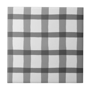 Grey and White Plaid Ceramic Tile