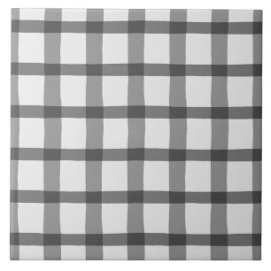 Grey and White Plaid Ceramic Tile