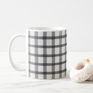 Grey and White Plaid Coffee Mug