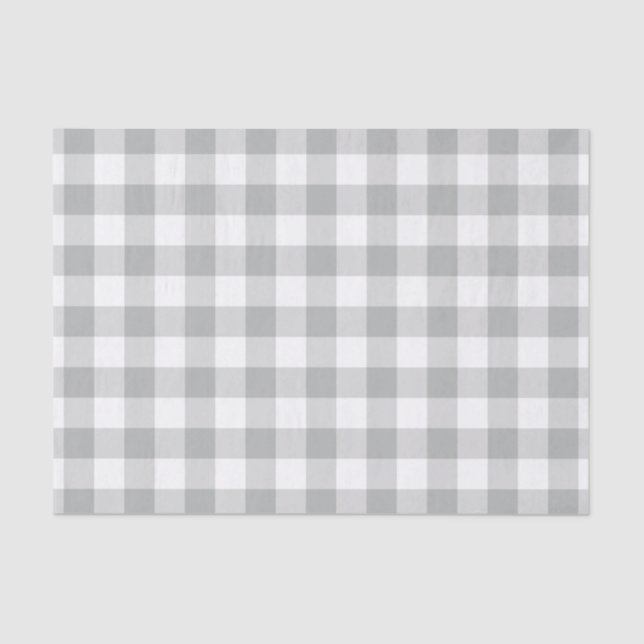 Grey and White Plaid Gingham Tissue Paper (Front)